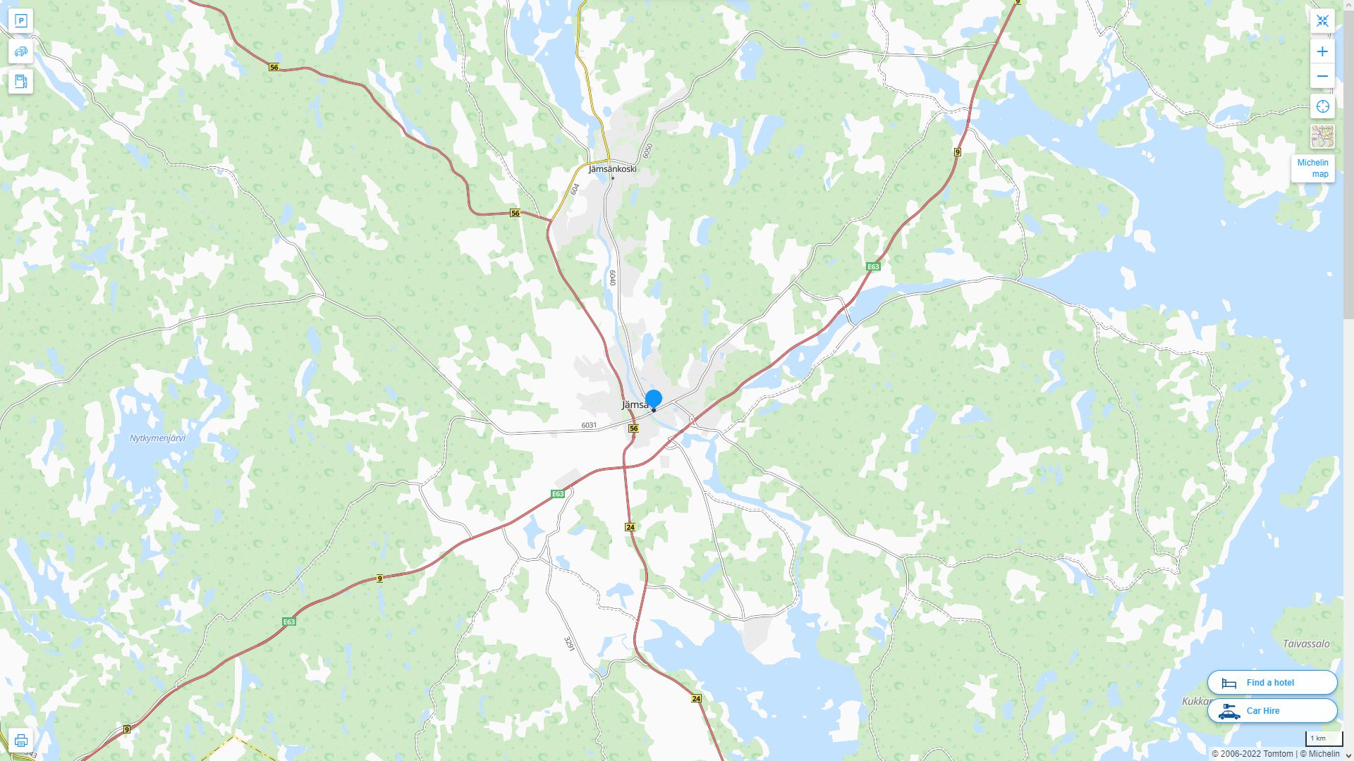 Jamsa Finlande Autoroute et carte routiere